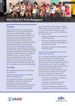 HEALTH POLICY PLUS: Madagascar