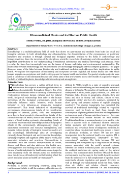 Ethnomedicinal Plants and its Effect on Public Healthhot!