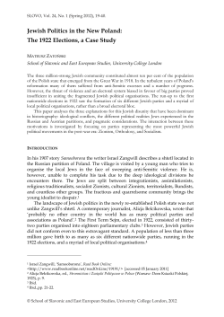 Jewish Politics in the New Poland