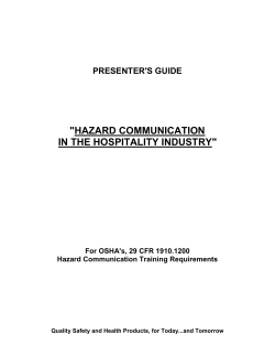"HAZARD COMMUNICATION IN THE HOSPITALITY INDUSTRY"