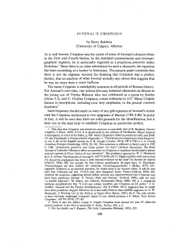 JUVENAL`S CRISPINUS by Barry Baldwin (University of Calgary