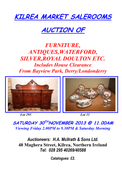 KILREA MARKET SALEROOMS AUCTION OF FURNITURE