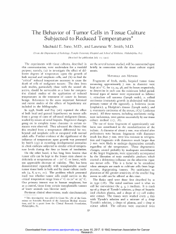 The Behavior of Tumor Cells in Tissue Culture