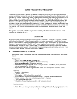 Tax Research guide - University of Notre Dame
