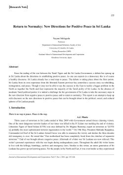 Return to Normalcy: New Directions for Positive Peace in Sri Lanka