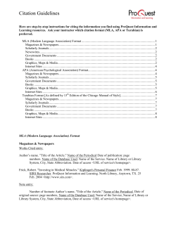 How to Cite - ProQuest Learning: Literature