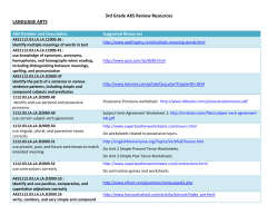 3rd Grade AKS Review Resources LANGUAGE ARTS