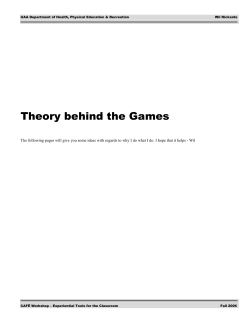 Theory behind the Games - U. of Alaska Anchorage