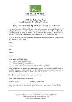 Gift Aid Form - The Felix Project
