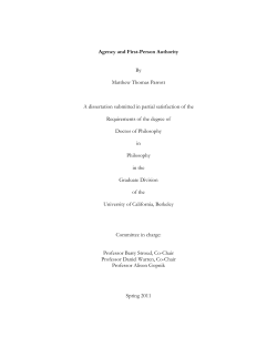 Agency and First-Person Authority