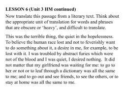 LESSON 6 (Unit 3 HM continued) Now translate this