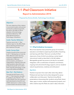 iPad Report to Administration 2015 - Special Education District of