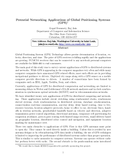Potential Networking Applications of Global Positioning Systems