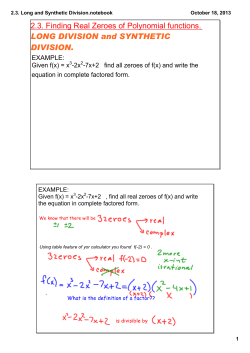 2.3. Long and Synthetic Division.notebook