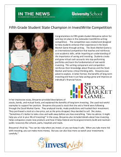 Fifth Grade Student State Champion in InvestWrite Competition