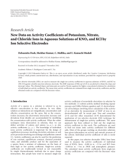 New Data on Activity Coefficients of Potassium, Nitrate, and Chloride