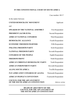 Heads of Argument: CASAC - United Democratic Movement