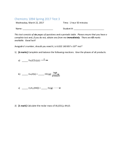 Chemistry 1094 Spring 2017 Test 3