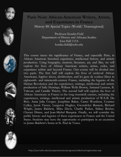 Paris Noir: African-American Writers, Artists, and Expatriates in France