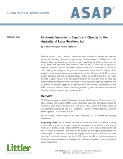 California Implements Significant Changes to the Agricultural Labor