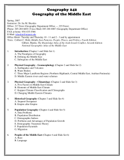 Geography 242 Geography of the Middle East
