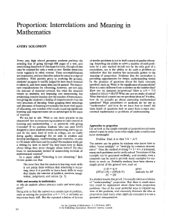 Proportion - For the Learning of Mathematics