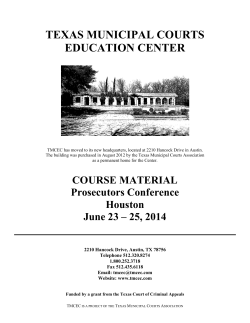 TEXAS MUNICIPAL COURTS EDUCATION CENTER