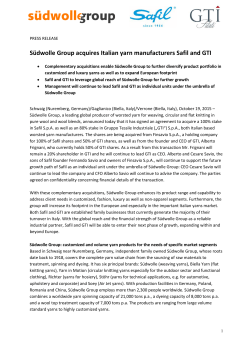 S&uuml;dwolle Group acquires Italian yarn manufacturers Safil and GTI