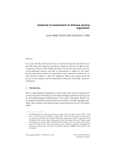 Empirical reassessment of the poverty stimulus argument.