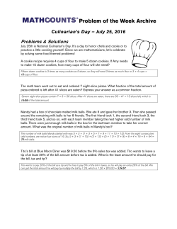 Culinarian`s Day &ndash; July 25, 2016