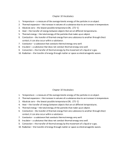 Chapter 10 Vocabulary 1. Temperature &ndash; a measure of the average