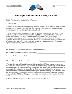 Emancipation Proclamation Analysis
