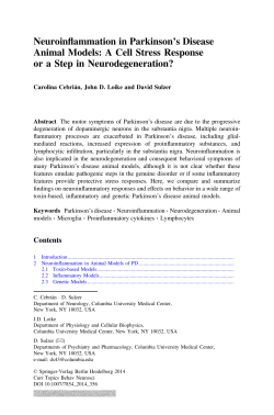 Neuroinflammation in Parkinson`s Disease Animal Models: A Cell