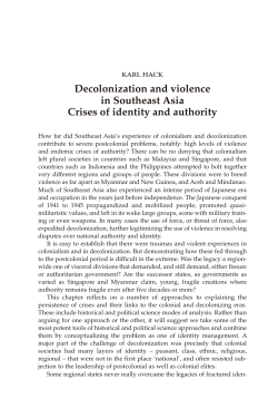 Decolonization and violence in Southeast Asia Crises of identity and