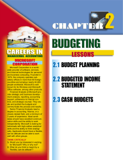 2.1 BUDGET PLANNING 2.2 BUDGETED INCOME STATEMENT 2.3