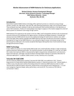 Market Advancement of NiMH Batteries for Stationary Applications