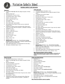 School Supply List 4-8