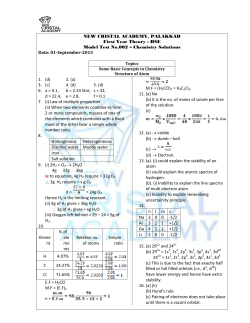 Chemistry Solutions Date: 01-September-2013 1. (d)