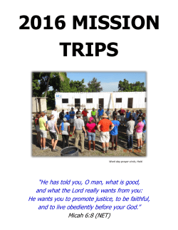 2016 mission trips - Rochester Christian Church