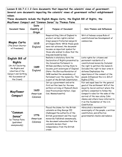 Magna Carta English Bill of Rights Mayflower Compact &ldquo;Common