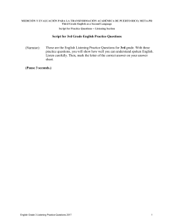 Script for 3rd Grade English Practice Questions (Narrator