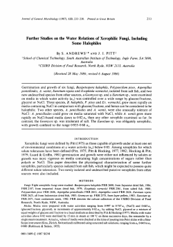 Further Studies on the Water Relations of Xerophilic Fungi, Including