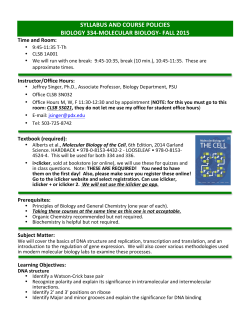 syllabus and course policies biology 334-molecular biology