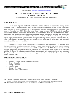 health and medicinal properties of lemon (citrus limonum)