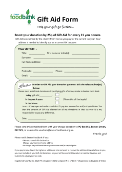 Gift Aid Form - Exeter Foodbank