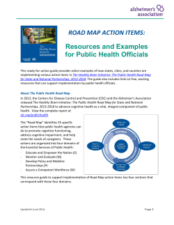 Road Map Action Items: Resources and Examples for Public Health
