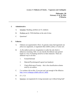 Lecture 5: Fallacies of Clarity &ndash; Vagueness and Ambiguity