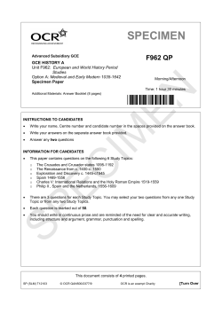 Unit F962 - European and world history period studies