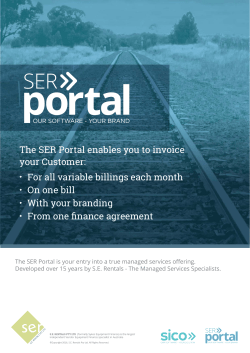 The SER Portal enables you to invoice your Customer: For all