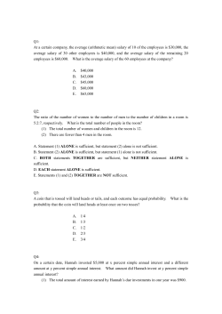 Q1: At a certain company, the average (arithmetic mean) salary of 10